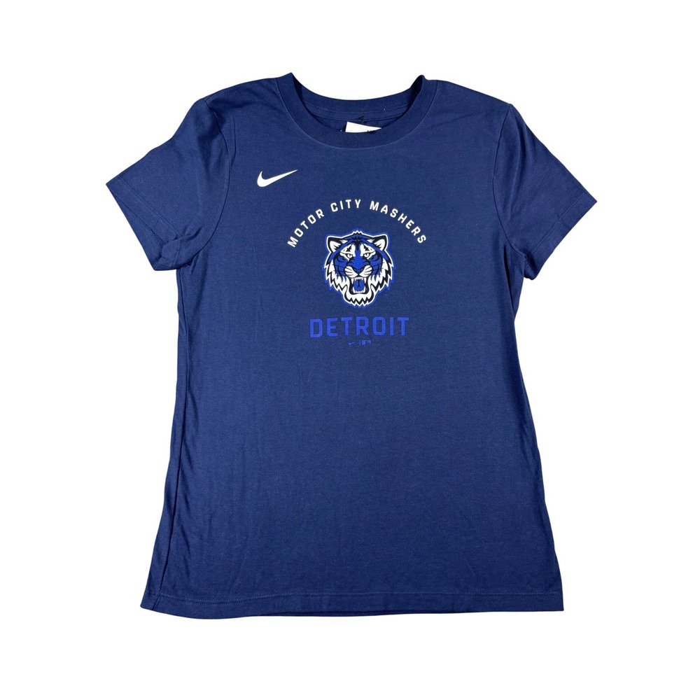 Nike Detroit Tigers Motor City Mashers T-Shirt Navy Blue Womens XS New